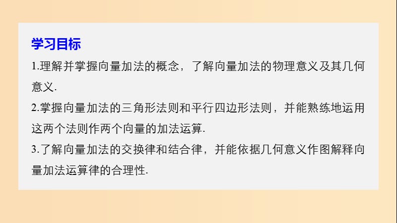 2018-2019高中数学 第2章 平面向量 2.2.1 向量的加法课件 苏教版必修4.ppt_第2页