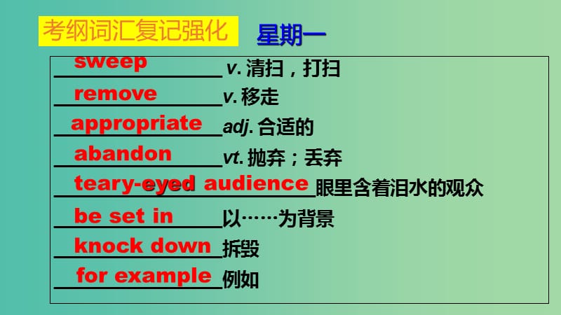 2019版高考英语大一轮复习 小课堂天天练 第1周 语意转换题课件 新人教版.ppt_第2页