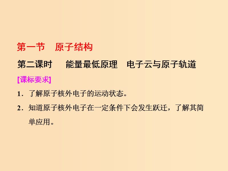 2018-2019学年高中化学 第一章 第一节 第二课时 能量最低原理 电子云与原子轨道课件 新人教版选修3.ppt_第1页