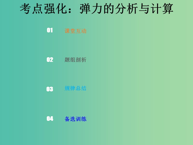 2019版高考物理总复习 第二章 相互作用 2-1-1 考点强化 弹力的分析与计算课件.ppt_第1页