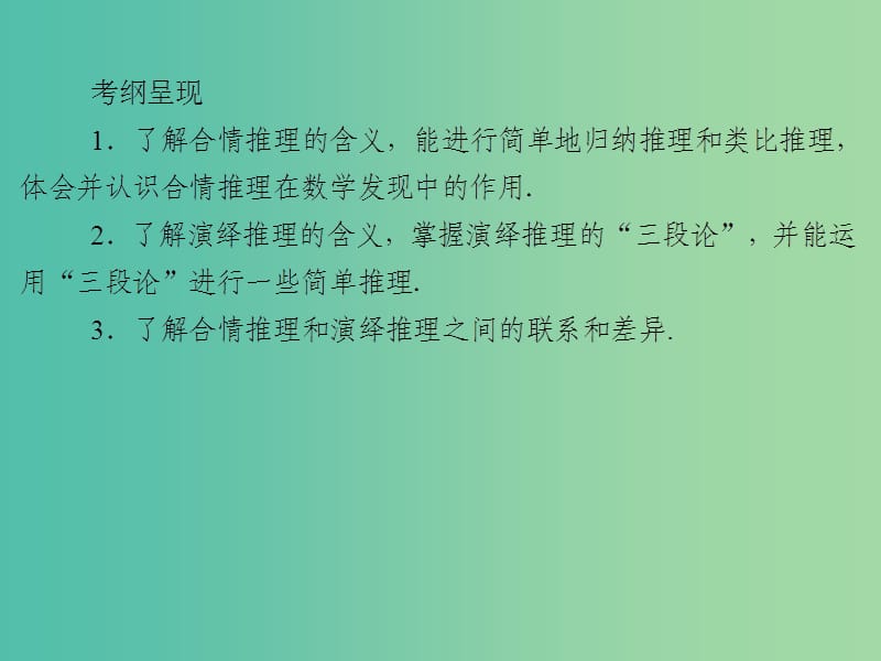 2020届高考数学一轮复习 第12章 推理与证明、算法、复数 第53节 合情推理与演绎推理课件 文.ppt_第2页