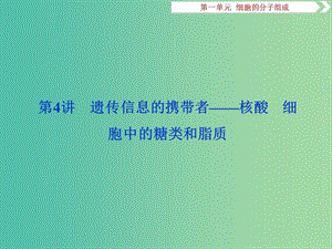 2019屆高考生物一輪復(fù)習(xí) 第一單元 細(xì)胞的分子組成 第4講 遺傳信息的攜帶者——核酸 細(xì)胞中的糖類(lèi)和脂質(zhì)課件.ppt