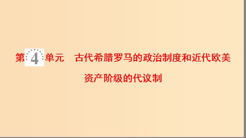 2019版高考历史一轮复习 第4单元 古代希腊罗马的政治制度和近代欧美资产阶级的代议制 第8讲 古代希腊罗马的政治制度课件 北师大版.ppt_第1页