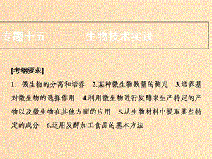 2018版高考生物二輪復(fù)習(xí) 第一部分 專題十五 生物技術(shù)實(shí)踐課件 新人教版.ppt