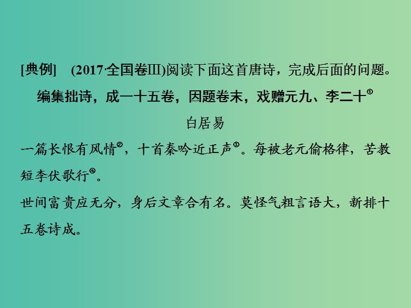 2019年高考语文高分技巧二轮复习 专题六 抢分点二 四类鉴赏分析题——情感、形象、语言、技巧课件.ppt_第3页