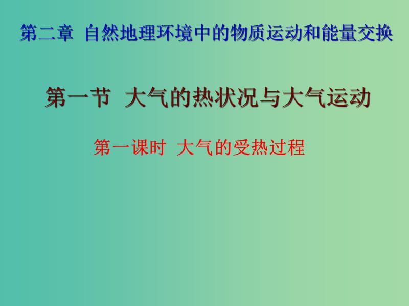 江西省吉安县第三中学高中地理第二章自然地理环境中的物质运动和能量交换2.1大气的热状况与大气运动课件中图版必修1 .ppt_第1页