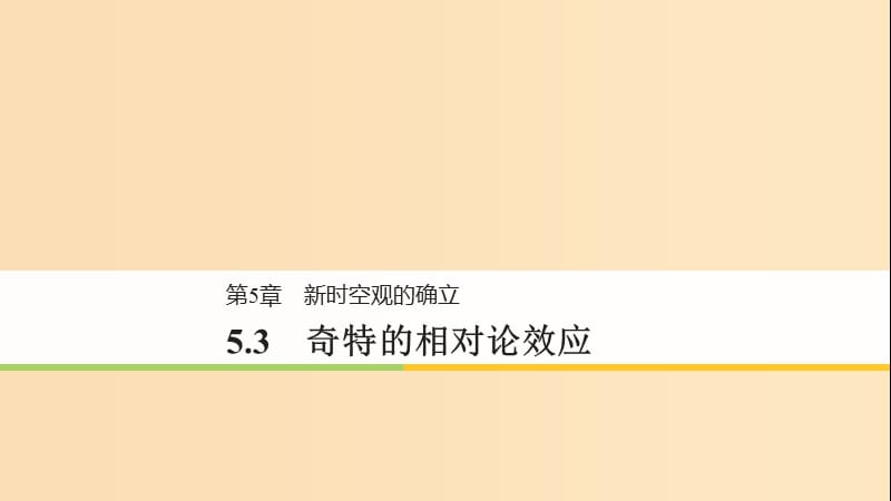 2018-2019版高中物理 第5章 新時空觀的確立 5.3 奇特的相對論效應課件 滬科版選修3-4.ppt_第1頁