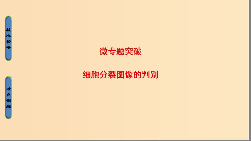 2018版高中生物 第二章 基因和染色體的關(guān)系 微專題突破 細(xì)胞分裂圖像的判別課件 新人教版必修2.ppt_第1頁