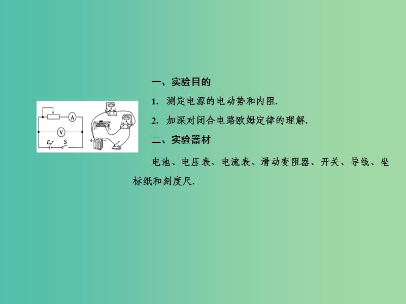 高考物理一轮复习 第七章 恒定电流 实验9 测定电源的电动势和内阻课件.ppt_第3页