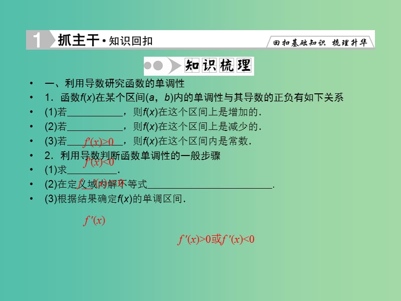 高考数学一轮复习 2-11 导数在函数研究中的应用课件 理 新人教A版.ppt_第2页