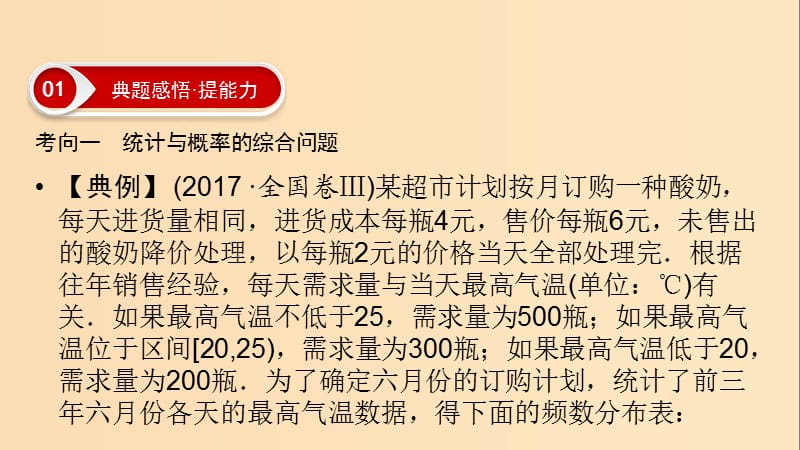 2019版高考数学二轮复习 第1篇 专题4 统计与概率 第2讲 大题考法——统计与概率课件.ppt_第2页