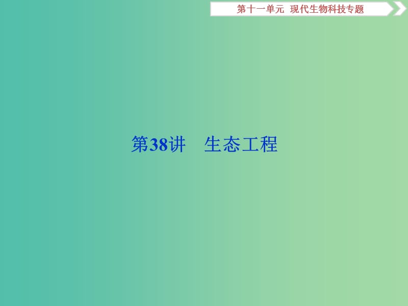 2019届高考生物一轮复习 第十一单元 现代生物科技专题 第38讲 生态工程课件.ppt_第1页