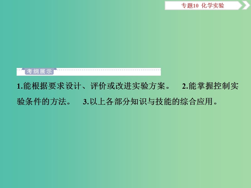 2019届高考化学总复习 专题10 化学实验 第五单元 探究型实验 实验方案的设计与评价课件 苏教版.ppt_第2页