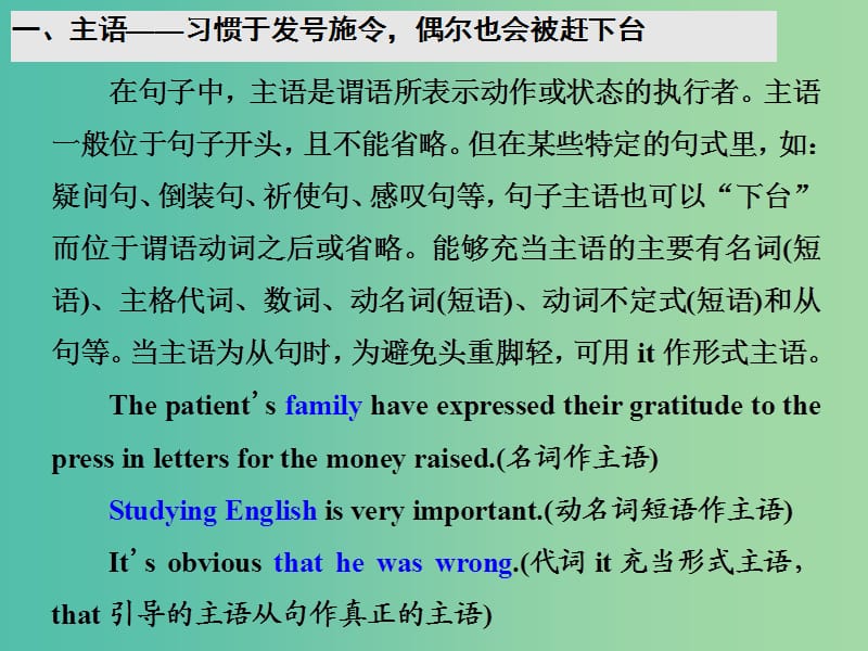 2020高考英语新创新一轮复习 语法 第三部分 理清常用句式 第一讲 学会划分句子成分为理清句式奠基课件 牛津译林版.ppt_第3页