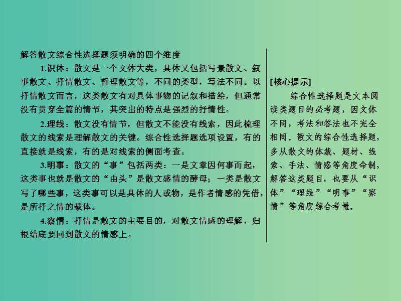 2019年高考语文高分技巧二轮复习 专题二 抢分点一 综合性选择题——识体、理线、明事、察情课件.ppt_第2页