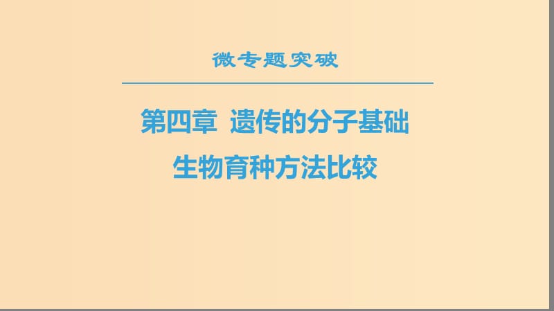 2018-2019高中生物第4章遗传的分子基础微专题突破生物育种方法比较课件苏教版必修2 .ppt_第1页