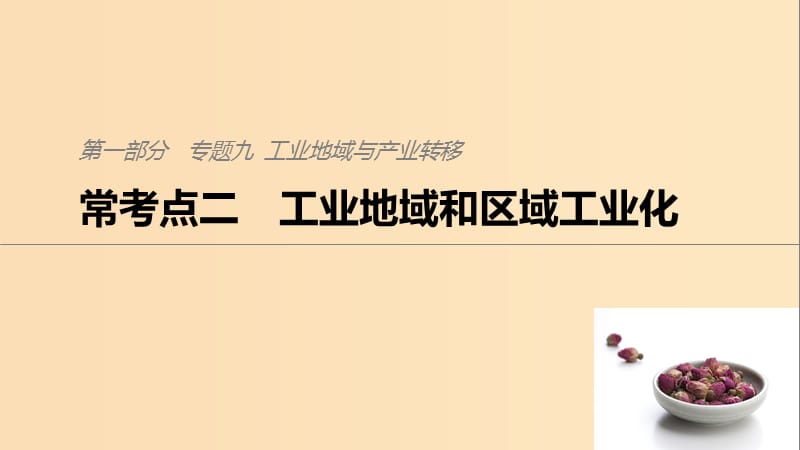 2019版高考地理二轮复习考前三个月专题九工业地域与产业转移常考点二工业地域和区域工业化课件.ppt_第1页