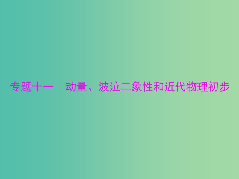 2019版高考物理大一轮复习专题十一动量波泣二象性和近代物理初步第1讲动量定理动量守恒定律及其应用课件.ppt_第1页