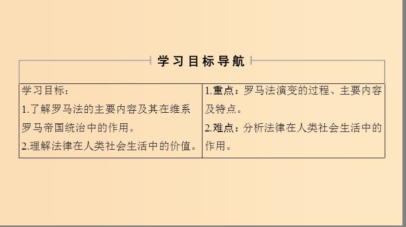 2018秋高中历史 第5单元 古代希腊罗马的政治制度 第17课 维护奴隶主统治的罗马法课件 北师大版必修1.ppt_第2页