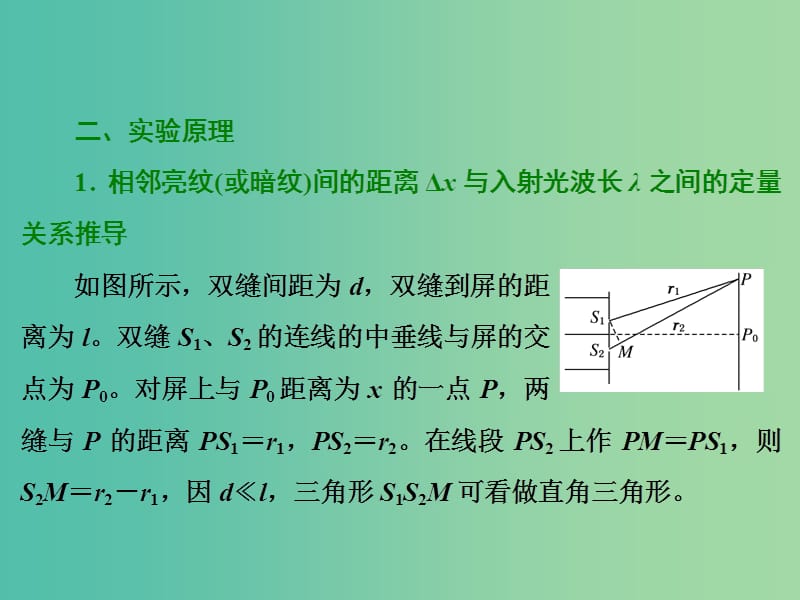 山东省专用2018-2019学年高中物理第十三章光第4节实验用双缝干涉测量光的波长课件新人教版选修3 .ppt_第2页