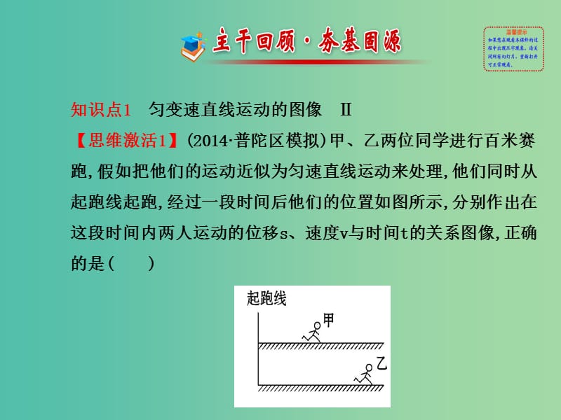 高考物理一轮复习 1.3运动图像 追及相遇问题课件 沪科版必修1.ppt_第2页