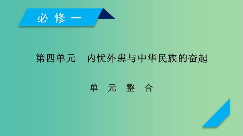 2019届高考历史一轮复习 第四单元 内忧外患与中华民族的奋起单元整合课件 岳麓版必修1.ppt_第1页