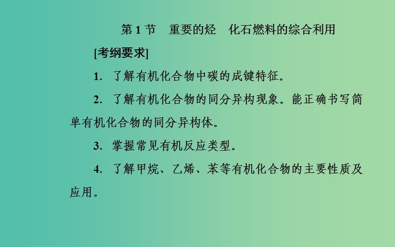 2020年高考化学一轮复习 第9章 第1节 重要的烃 化石燃料的综合利用课件.ppt_第2页