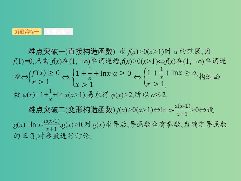 2019年高考数学总复习 第二部分 高考22题各个击破 2.4.2 导数与不等式及参数范围课件 文.ppt_第3页