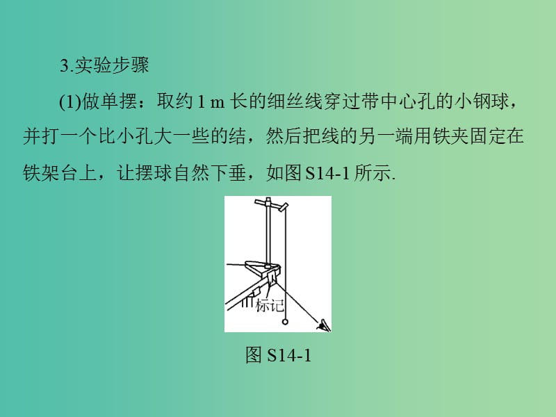 2019版高考物理一轮复习 实验十四 探究单摆运动、用单摆测定重力加速度课件.ppt_第3页