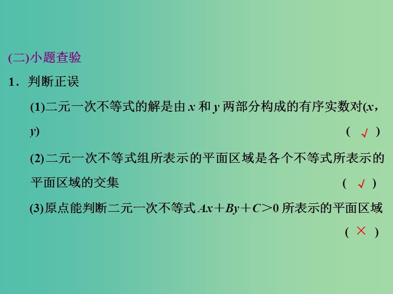 高考数学大一轮复习 第六章 第三节 二元一次不等式（组）及简单的线性规划问题课件.ppt_第2页