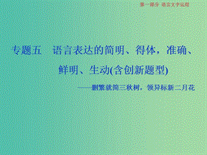 2019屆高考語(yǔ)文一輪復(fù)習(xí) 第一部分 語(yǔ)言文字運(yùn)用 專題五 語(yǔ)言表達(dá)的簡(jiǎn)明、得體準(zhǔn)確、鮮明、生動(dòng) 1 高考體驗(yàn)課件 蘇教版.ppt