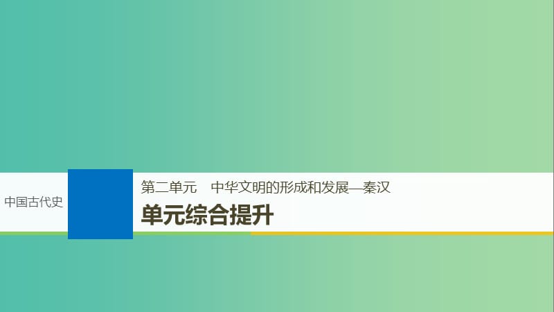 2019届高考历史一轮复习 第二单元 中华文明的形成和发展—秦汉单元综合提升课件 新人教版.ppt_第1页