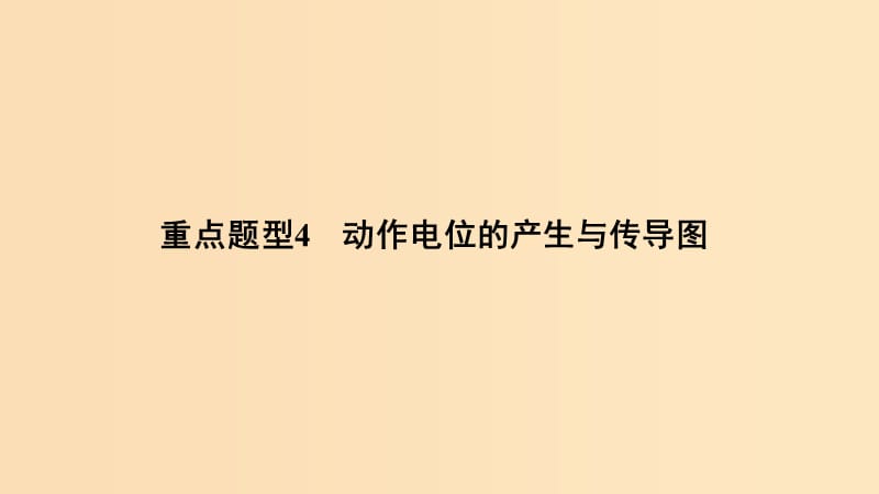 2019版高考生物总复习 第二部分 选择题必考五大专题 专题五 生命活动的调节 重点题型4 动作电位的产生与传导图课件.ppt_第1页