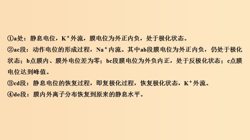 2019版高考生物总复习 第二部分 选择题必考五大专题 专题五 生命活动的调节 重点题型4 动作电位的产生与传导图课件.ppt_第3页