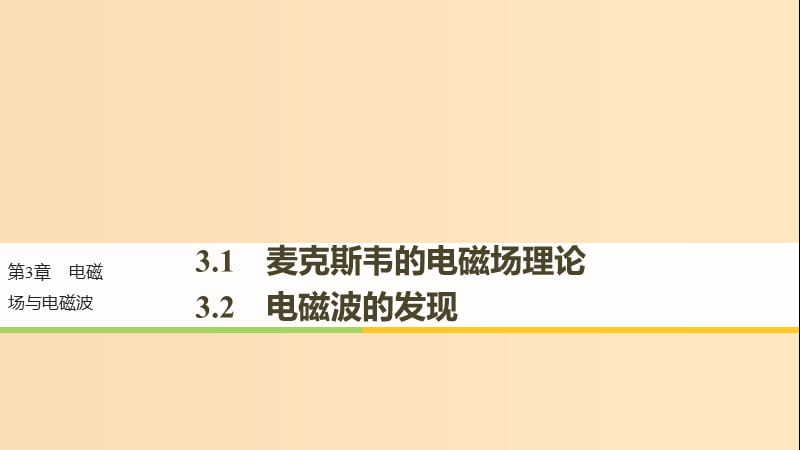 2018-2019版高中物理 第3章 電磁場與電磁波 3.1 麥克斯韋的電磁場理論 3.2 電磁波的發(fā)現(xiàn)課件 滬科版選修3-4.ppt_第1頁