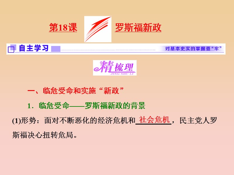 2017-2018学年高中历史 第6单元 世界资本主义经济政策的调整 第18课 罗斯福新政课件 新人教版必修2.ppt_第1页