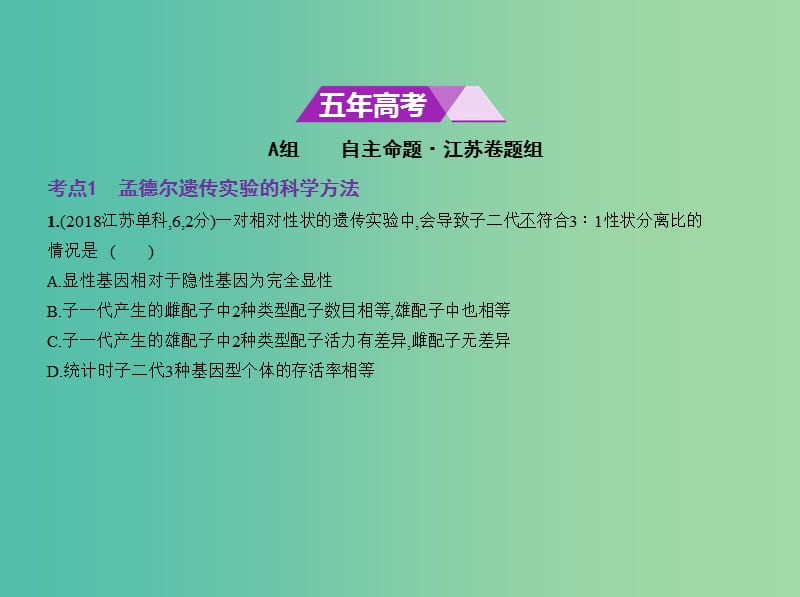 江苏专版2019版高考生物一轮复习专题11基因的分离定律课件.ppt_第2页