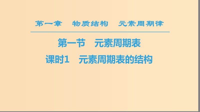 2018-2019学年高中化学第1章物质结构元素周期律第1节元素周期表课时1元素周期表的结构课件新人教版必修2 .ppt_第1页