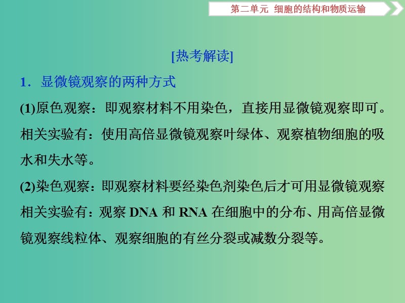 2019届高考生物一轮复习 第二单元 细胞的结构和物质运输 热考培优（二）临时装片的制作课件.ppt_第2页