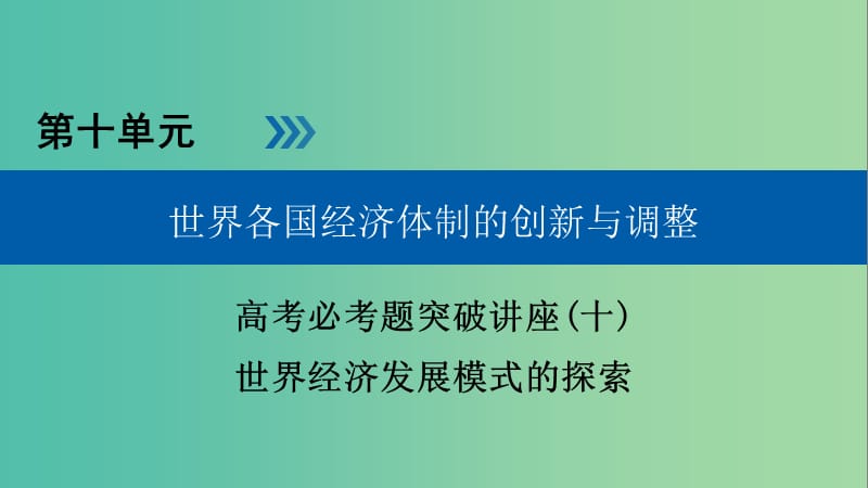 全国通用版2019版高考历史大一轮复习第十单元世界各国经济体制的创新与调整高考必考题突破讲座10世界经济发展模式的探索课件.ppt_第1页