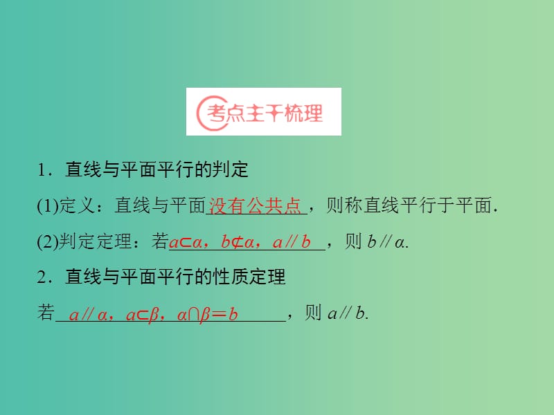 高考数学一轮复习 第7章 第3节 直线、平面平行的判定及其性质课件 理 苏教版.ppt_第3页