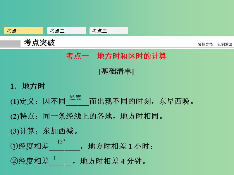 2019年高考地理一轮复习 第二章 行星地球 第3讲 地球的自转及其地理意义（二）——产生时差、水平运动物体的偏转课件 新人教版.ppt_第2页