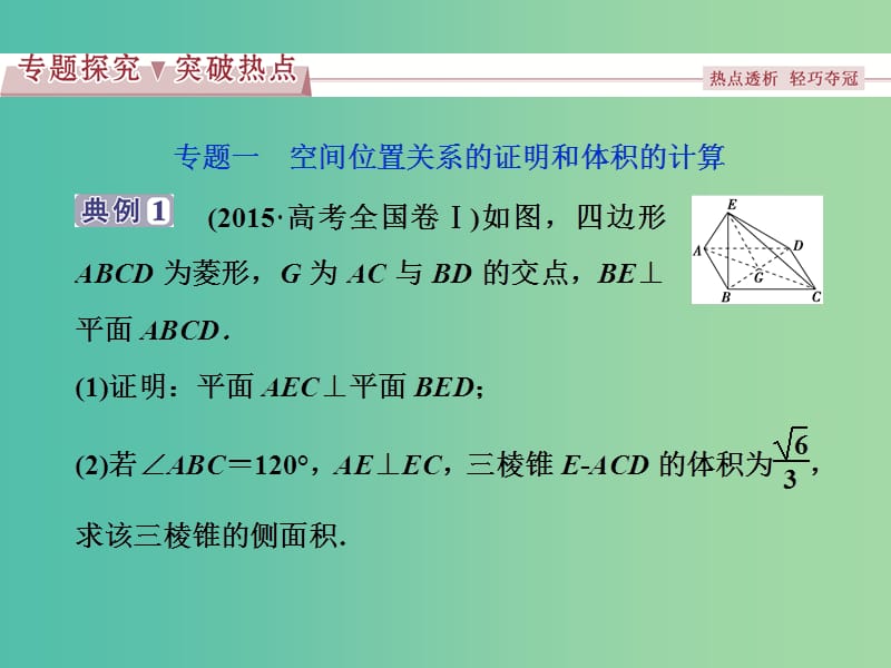 高考数学一轮复习专题讲座4立体几何在高考中的常见题型与求解策略课件文北师大版.ppt_第3页