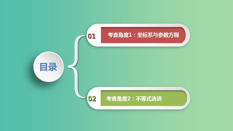 2019届高考数学二轮复习 第二篇 考点七 选考模块课件 文.ppt_第2页