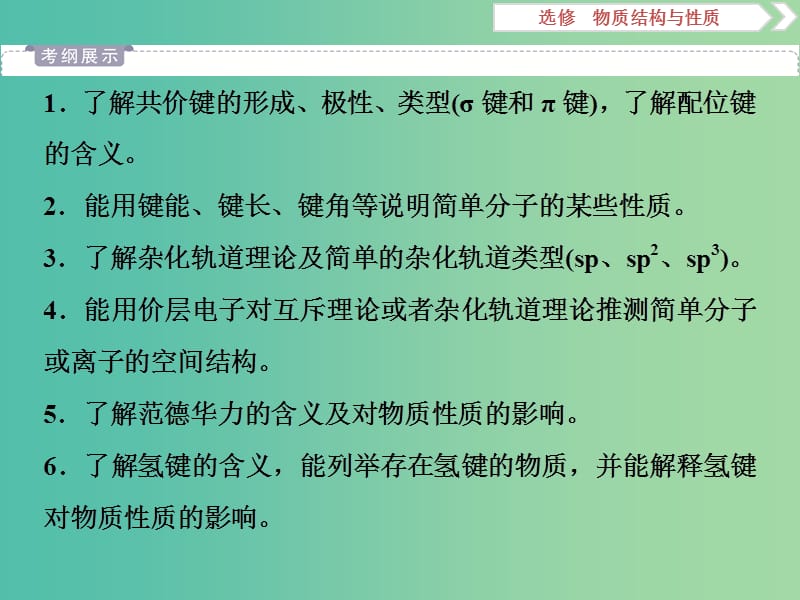 2019届高考化学一轮复习 选考 物质结构与性质 第2节 化学键与分子间作用力课件 鲁科版.ppt_第2页