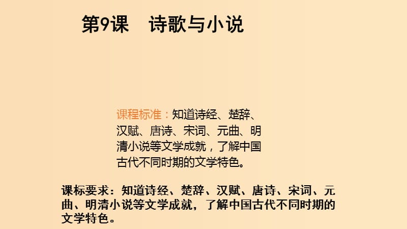 2018年高中历史 第二单元 中国古代文艺长廊 第9课 诗歌与小说课件4 岳麓版必修3.ppt_第1页