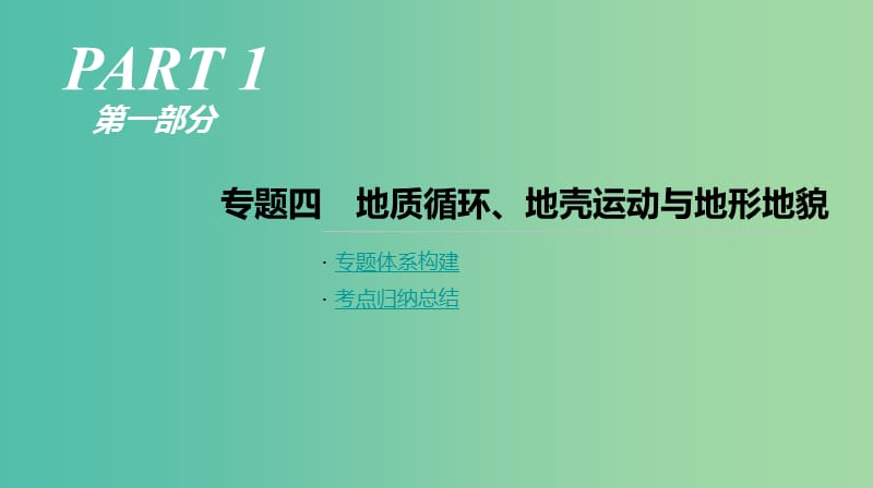 2019年高考地理二轮复习专题4地质循环地壳运动与地形地貌课件新人教版.ppt_第1页