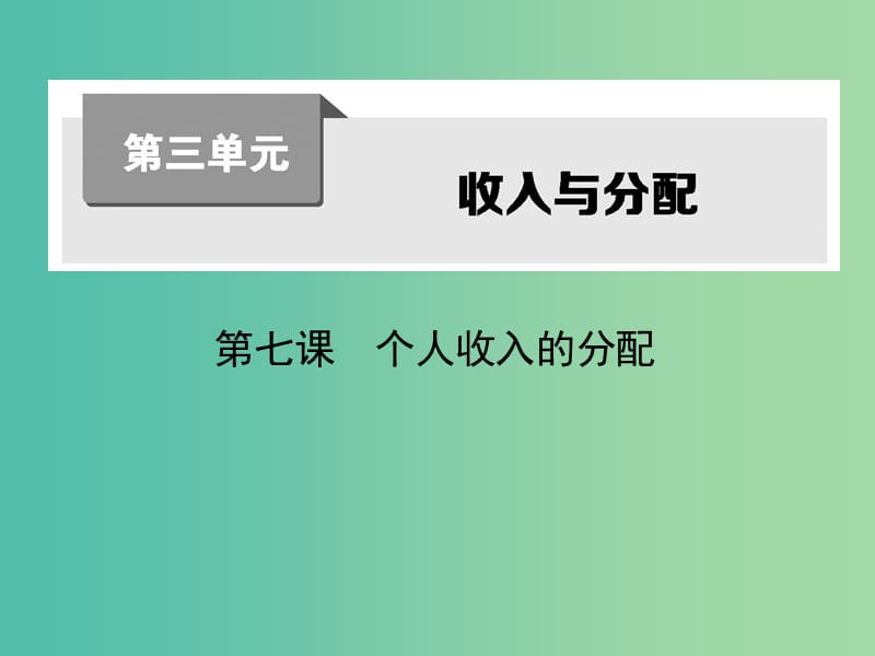 高考政治第一轮复习 第三单元 第七课 个人收入的分配课件 新人教版必修1.ppt_第1页