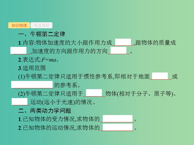 2019高考物理一轮复习 第三章 牛顿运动定律 第2节 牛顿第二定律 两类动力学问题课件 新人教版.ppt_第2页