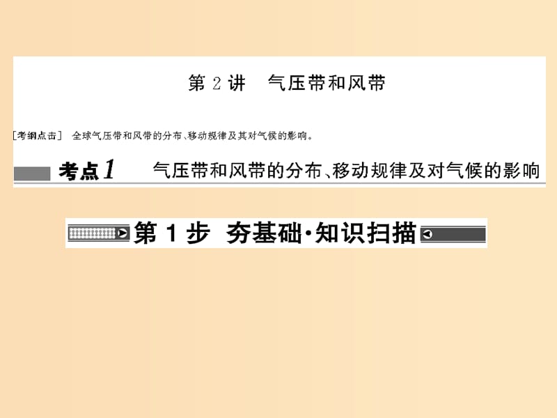 2018届高考地理总复习 第二章 地球上的大气 1-2-2 气压带和风带课件 新人教版.ppt_第1页